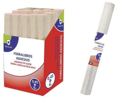 Rollo Forralibros de Polipropileno 6x0.45 m - Autoadhesivo - Cuadricula de Precision