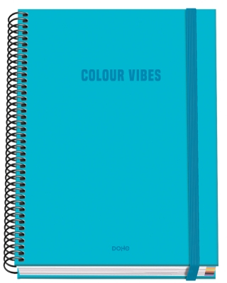 Dohe Colour Vives Cuaderno Espiral A5 100 Hojas Cuadricula 5mm - Tapa Dura plastificada - Bandas de - - Azul Cyan