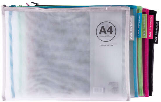 Imagen extra Apli Sobres Portatodo Nylon Transpirable A4 - Tacto Agradable - Colores Surtidos