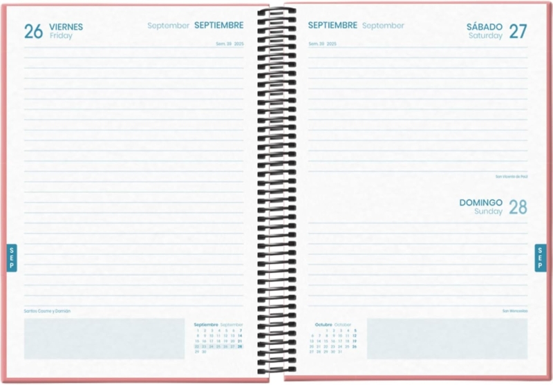 Imagen extra Dohe System Agenda Escolar 25/26 Espiral A5 - Dia Pagina - Papel 70g/m2 - Cubierta de Carton Plastificado - Rosa
