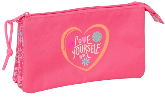 Safta Feeling Estuche Portatodo - 3 Compartimentos - 22x12x3cm - Rosa