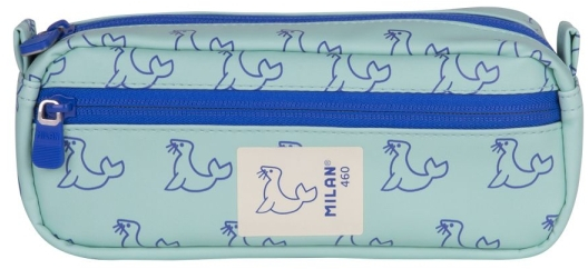 Milan Coleccion 460 Portatodo Rectangular - 2 Compartimentos con Cremallera - Verde/Azul