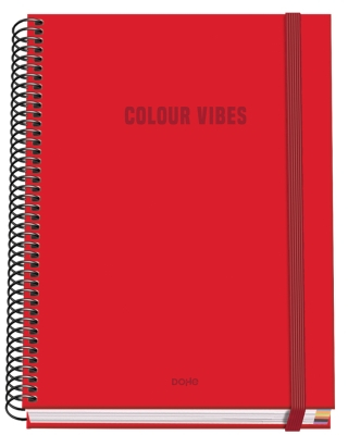 Dohe Colour Vives Cuaderno Espiral A5 100 Hojas Cuadricula 5mm - Tapa Dura plastificada - Bandas de - - Rojo