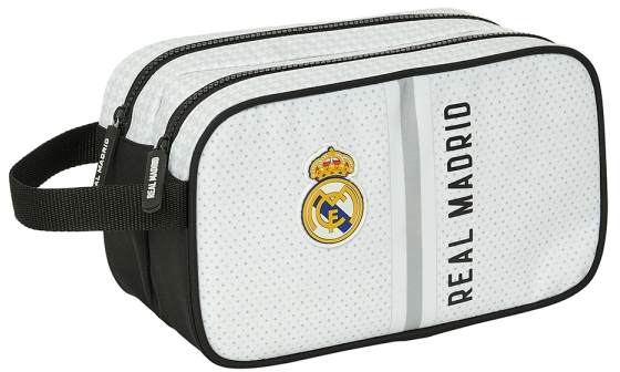 Safta Real Madrid 1ª Equipacion 24/25 Neceser - 2 Compartimentos - - 26x15x12.5cm - Blanco/Negro