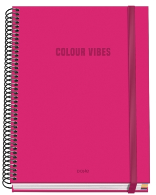 Dohe Colour Vives Cuaderno Espiral A5 100 Hojas Cuadricula 5mm - Tapa Dura plastificada - Bandas de - - Rosa
