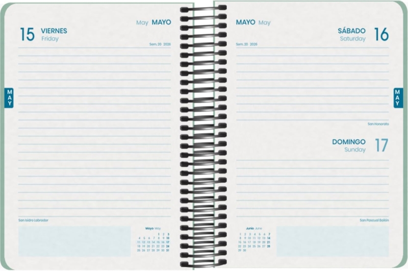 Imagen extra Dohe Esencial Agenda Escolar 25/26 Espiral A6 - Dia Pagina - Papel 70g/m2 - Cubierta en Polipropileno - Verde