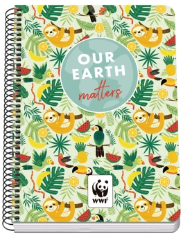 Dohe WWF Tropic Cuaderno Espiral A5 80 Hojas Cuadricula 4mm con Margen - Tapa Rigida plastificada - 