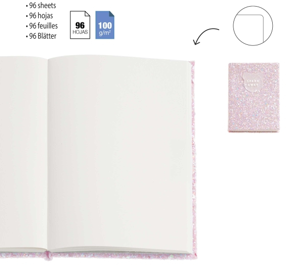 Imagen extra Miquel Rius Back2Fun Cuaderno Encolado con Cubierta de Purpurina Rosa y Patch de Silicona - 96 Hojas Lisas de Papel 100 g/m2
