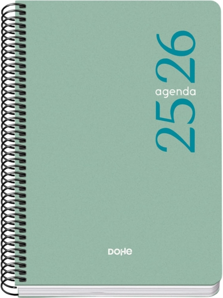 Dohe Esencial Agenda Escolar 25/26 Espiral A5 - Semana Vista - Papel 70g/m2 - Cubierta en Polipropileno - Verde