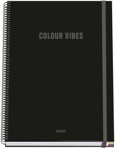 Dohe Colour Vives Cuaderno Espiral A4 100 Hojas Microperforadas Cuadricula 5mm - Tapa Dura Carton Forrado - - Bandas de - Negro