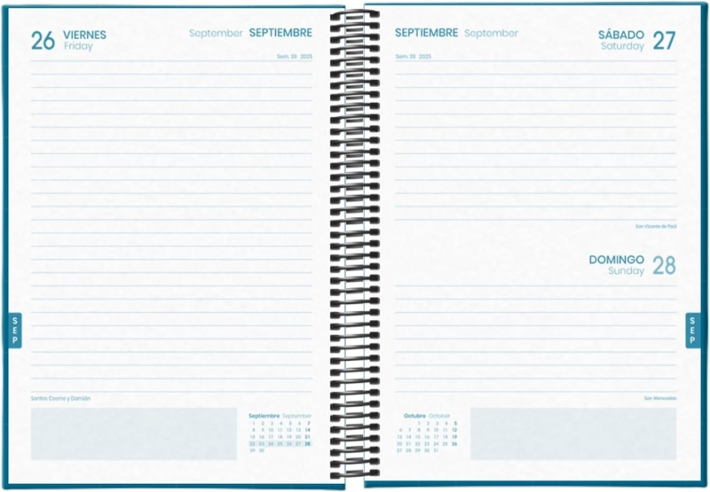 Imagen extra Dohe System Agenda Escolar 25/26 Espiral A5 - Dia Pagina - Papel 70g/m2 - Cubierta de Carton Plastificado - Azul