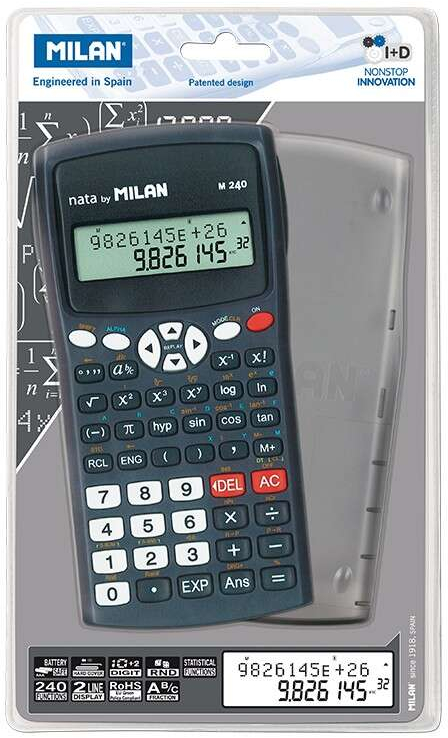 Imagen extra Milan M240 Calculadora Cientifica 10+2 Digitos - Pantalla de 2 Lineas - 240 Funciones- Negra