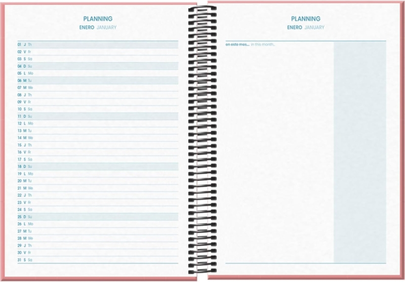 Imagen extra Dohe System Agenda Escolar 25/26 Espiral A5 - Semana Vista - Papel 70g/m2 - Cubierta de Carton Plastificado - Rosa