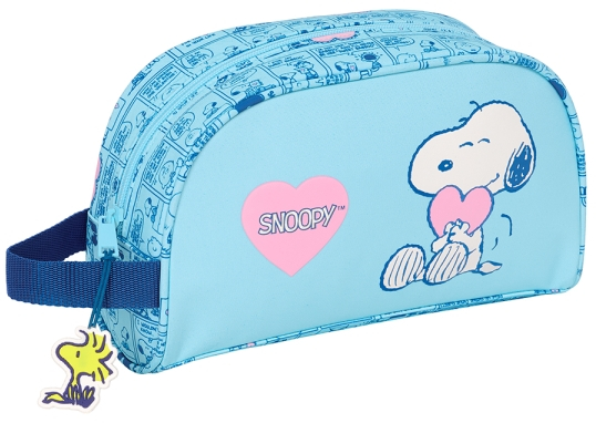 Safta Snoopy Love Neceser Adaptable a Carro - 1 Compartimento - - 26x16x9cm - Azul Claro