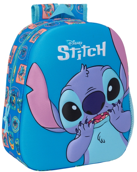 Safta Stitch Mochila 3D - Portabotellas - 27x33x10cm - Azul