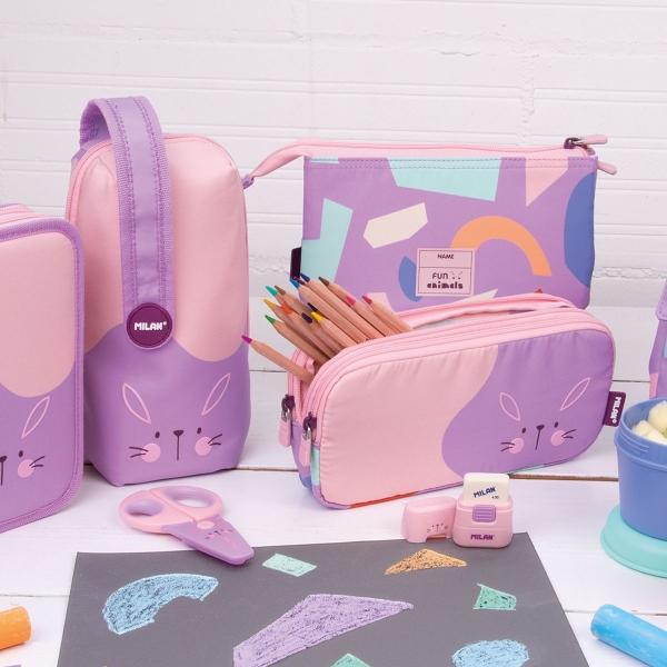 Imagen extra Milan Fun Animals Pack de 4 Estuches con Contenido -  Rosa/Violeta