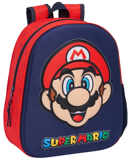 Safta Super Mario Mochila 3D - Portabotellas - 27x33x10cm - Rojo y Azul