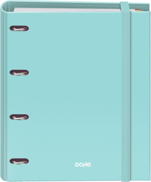 Dohe Serenity Carpeta de 4 Anillas Recambio 100 Hojas Cuadricula 5mm - A4 - Cierre con Goma - Con Separadores y sobre PP - Verde