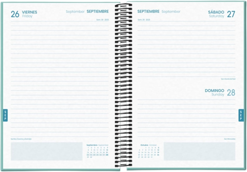 Imagen extra Dohe System Agenda Escolar 25/26 Espiral A5 - Dia Pagina - Papel 70g/m2 - Cubierta de Carton Plastificado - Verde