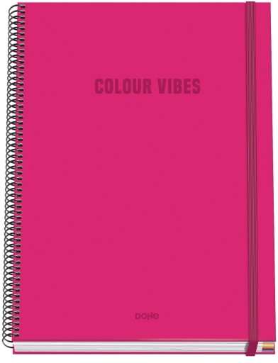 Dohe Colour Vives Cuaderno Espiral A4 100 Hojas Microperforadas Cuadricula 5mm - Tapa Dura Carton Forrado - - Bandas de - Rosa