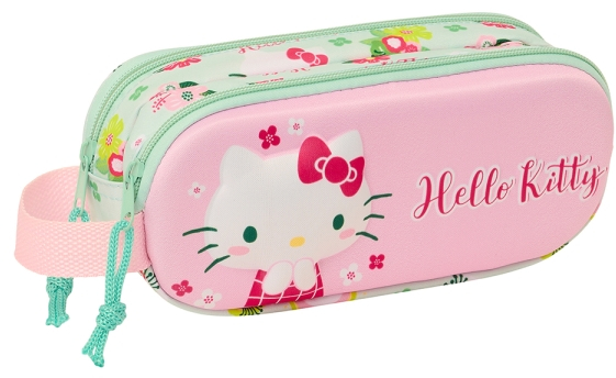 Safta Hello Kitty Estuche Portatodo 3D - 2 Compartimentos - - 21x8x6cm - Rosa