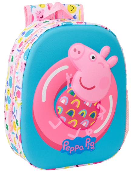 Safta Peppa Pig Mochila 3D - Portabotellas - 27x33x10cm - Azul/Rosa