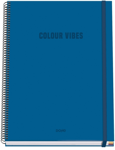 Dohe Colour Vives Cuaderno Espiral A4 100 Hojas Microperforadas Cuadricula 5mm - Tapa Dura Carton Forrado - - Bandas de - Azul