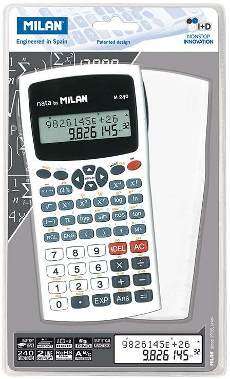 Imagen extra Milan M240 Calculadora Cientifica 10+2 Digitos - Pantalla de 2 Lineas - 240 Funciones - Blanco