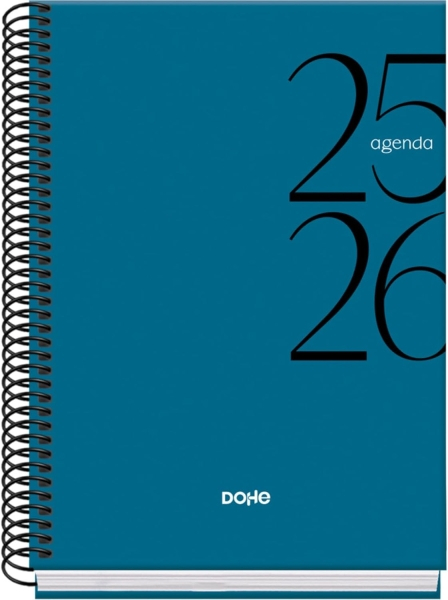 Dohe System Agenda Escolar 25/26 Espiral A5 - Dia Pagina - Papel 70g/m2 - Cubierta de Carton Plastificado - Azul