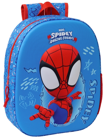 Safta Spidey Mochila Guarderia 3D - 22x27x10cm - Azul/Rojo