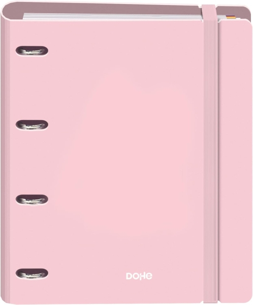 Dohe Serenity Polyfoam Carpeta de 4 Anillas A4 Recambio 100 Hojas Cuadricula 5mm - Cubierta de Polyfoam 2mm - Cierre con Goma - Con Separadores y sobre PP - Rosa