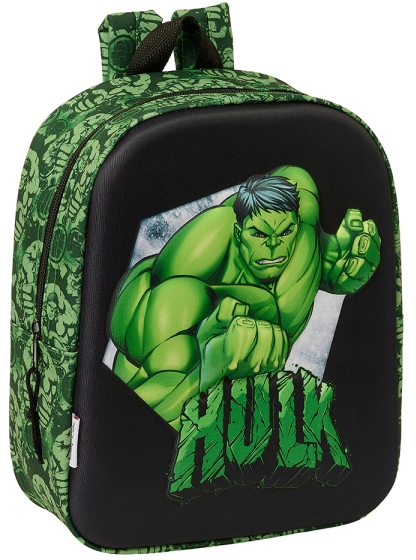 Safta Hulk Mochila Guarderia 3D - 22x27x10cm - Negro/Verde