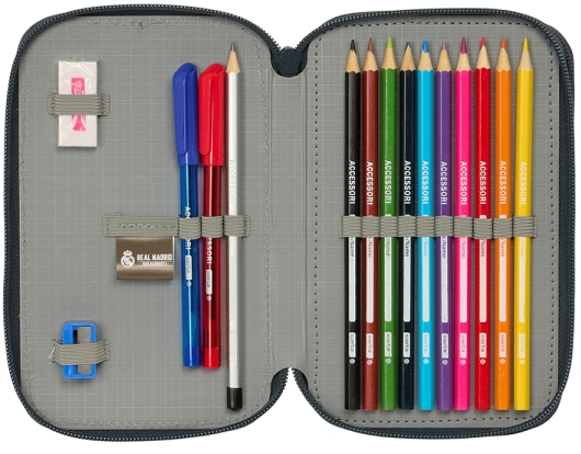 Imagen extra Safta Real Madrid 1ª Equipacion 24/25 Plumier 28 Pcs - 2 Compartimentos - 28 Piezas - 12.5x19.5x4cm - Blanco/Negro