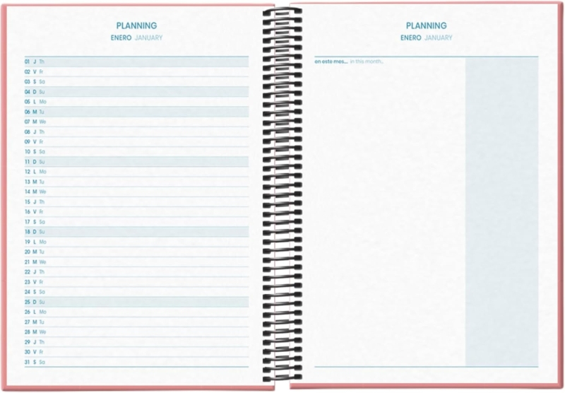 Imagen extra Dohe System Agenda Escolar 25/26 Espiral A5 - Dia Pagina - Papel 70g/m2 - Cubierta de Carton Plastificado - Rosa