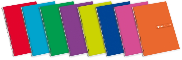 Enri Status Folio Tapa Extradura Cuaderno Espiral 4x4 - Tapa Dura - Cuaderno con Margen - 100 - Colores Surtidos