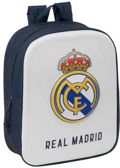 Safta Real Madrid Mochila Guarderia 3D - 22x27x10cm - Blanco/Negro