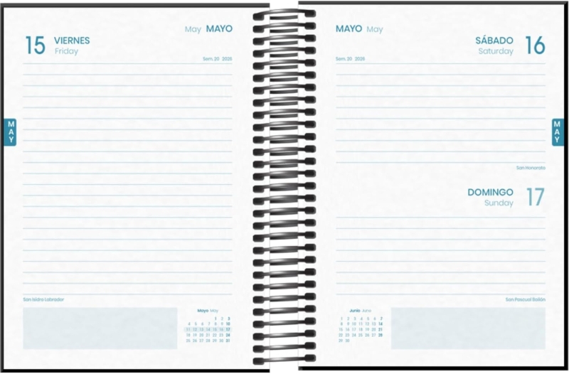 Imagen extra Dohe System Agenda Escolar 25/26 Espiral A6 - Dia Pagina - Papel 70g/m2 - Cubierta de Carton Plastificado - Negro