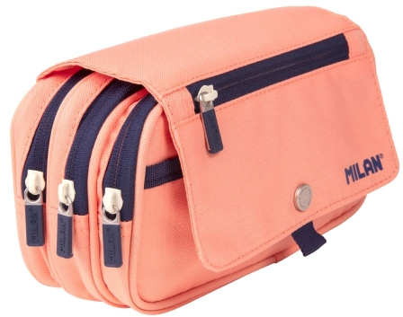Milan Coleccion 430 Portatodo de Gran Capacidad - 3 Bolsillos con Cremallera y uno Pequeño - Rosa