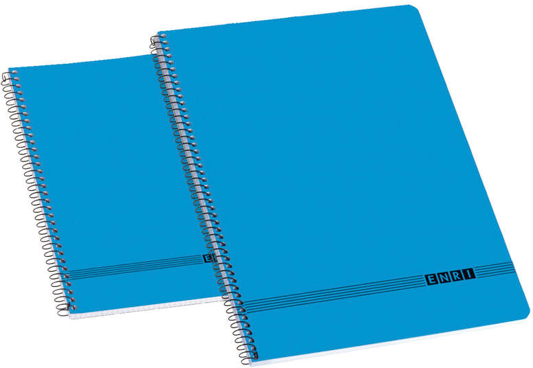 Enri Oficina Cuarto Tapa Blanda Cuaderno Espiral - Cuarto - Cuadricula 4x4 - Azul
