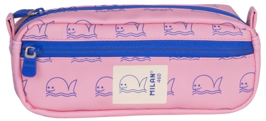 Milan Coleccion 460 Portatodo Rectangular - 2 Compartimentos con Cremallera - Rosa/Azul