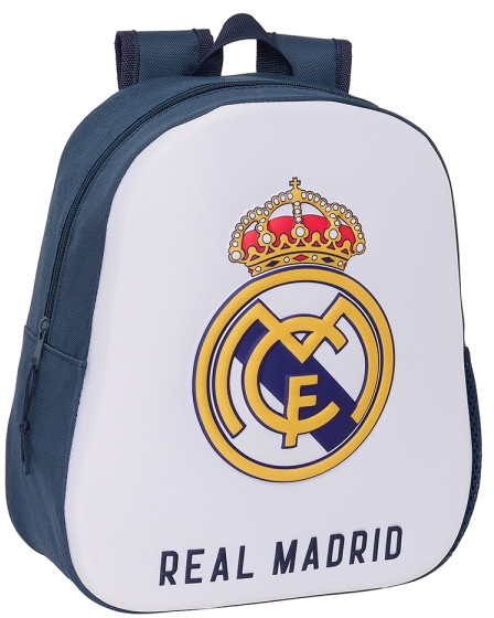Safta Real Madrid Mochila 3D - Portabotellas - 27x33x10cm - Blanco/Negro