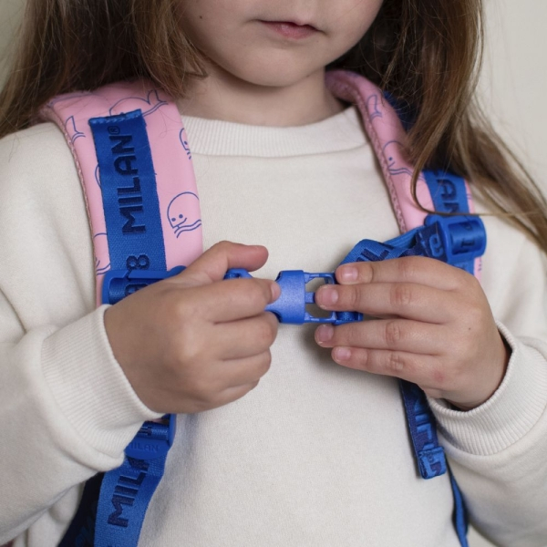 Imagen extra Milan Coleccion 460 Mochila Infantil Casual 9.5L - 2 Bolsillos Laterales - Rosa/Azul