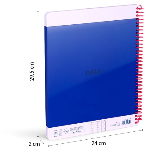 Imagen extra Milan Nata 624 Cuaderno Espiral A4 Cuadricula 5x5mm - 80 Hojas de 95 gr/m2 - Microperforado 4 Taladros - Azul