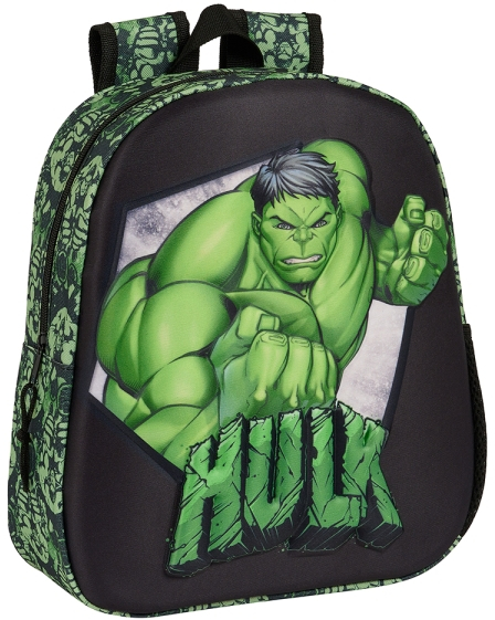 Safta Hulk Mochila 3D - Portabotellas - 27x33x10cm - Negro/Verde