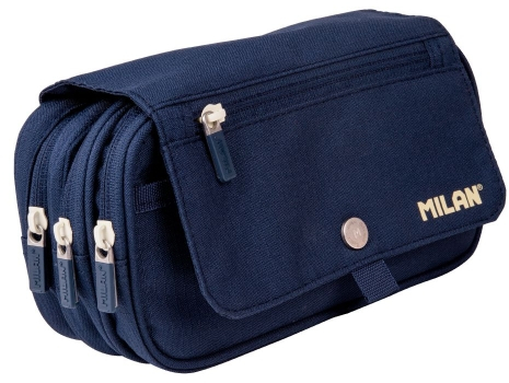 Milan Coleccion 430 Portatodo de Gran Capacidad - 3 Bolsillos con Cremallera y uno Pequeño- Azul