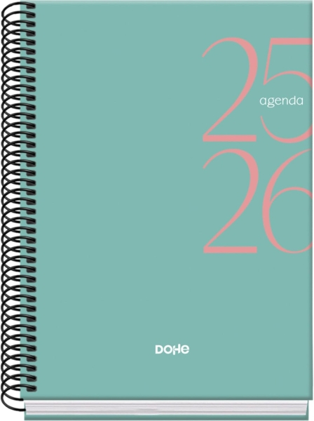 Dohe System Agenda Escolar 25/26 Espiral A5 - Semana Vista - Papel 70g/m2 - Cubierta de Carton Plastificado - Verde