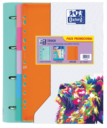 Oxford Europeanbinder Touch Carpeta A4+ con Recambio + Separadores + Sobre de Plastico Multitaladro - - Colores Pastel Aleatorios
