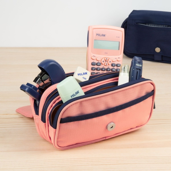 Imagen extra Milan Coleccion 430 Portatodo de Gran Capacidad - 3 Bolsillos con Cremallera y uno Pequeño - Rosa