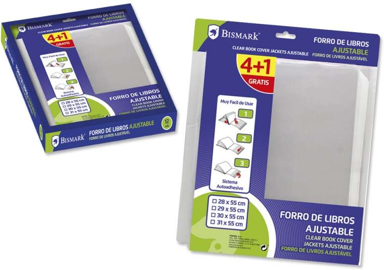 PACK de 5 Forros para Libros 310mm de Polipropileno - Solapa Ajustable
