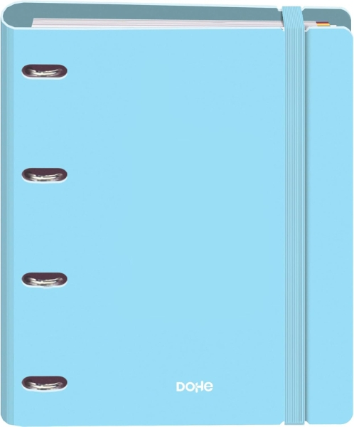 Dohe Serenity Polyfoam Carpeta de 4 Anillas A4 Recambio 100 Hojas Cuadricula 5mm - Cubierta de Polyfoam 2mm - Cierre con Goma - Con Separadores y sobre PP - Azul
